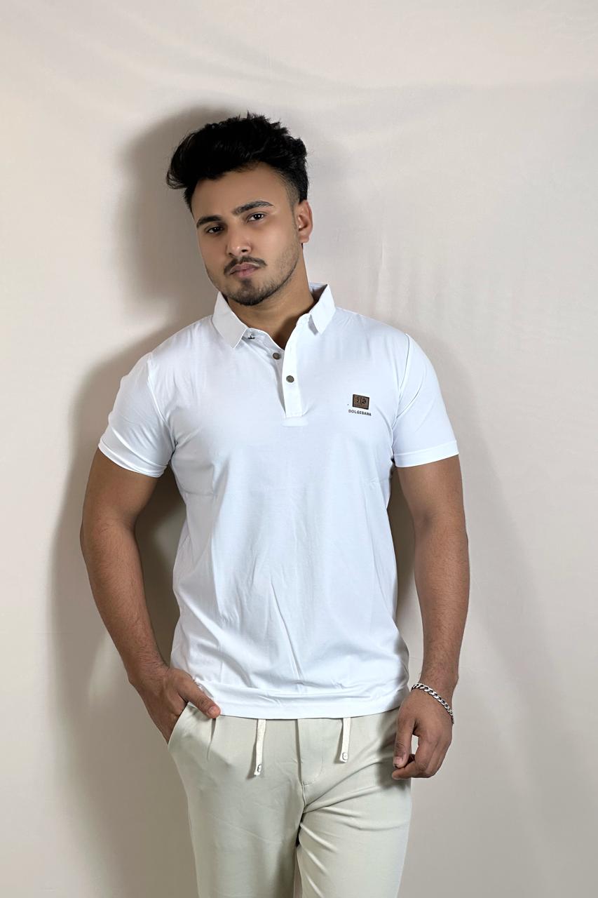 সাদা কালার পোলো টি-শার্ট-DB